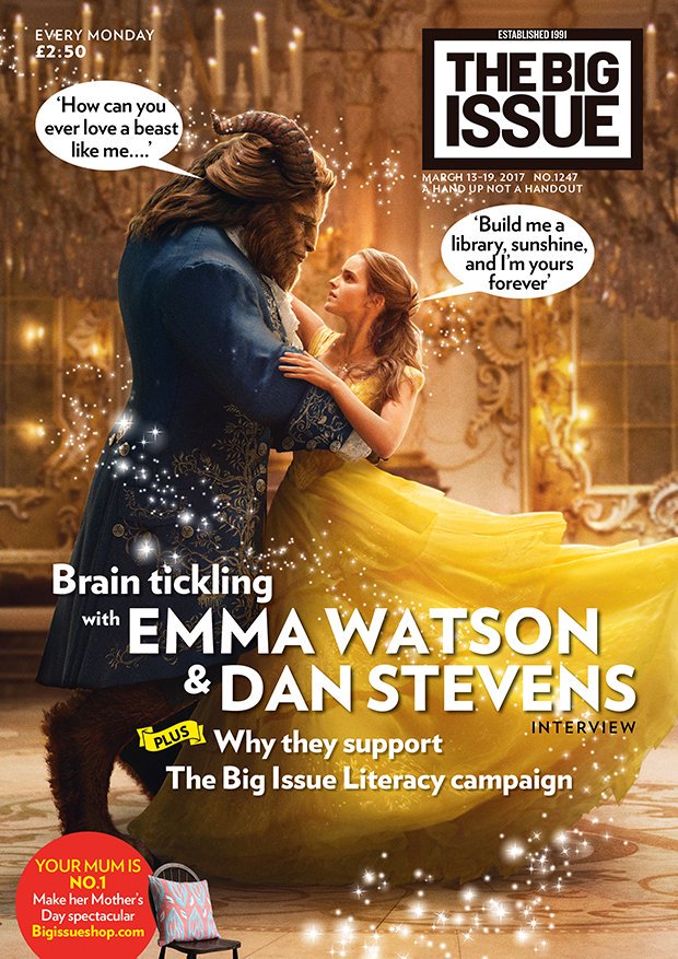 Brain tickling with Emma Watson and Dan Stevens - plus why they support The Big Issue's literacy campaign