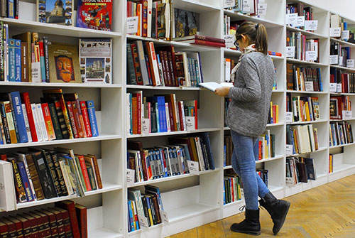 Girl in library