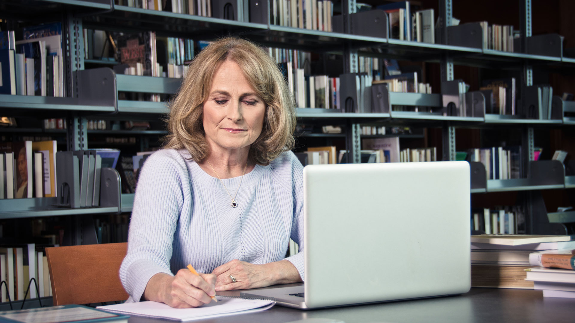 Woman studying online