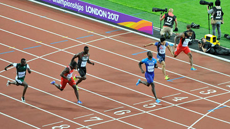 Justin Gatlin competes at London 2017