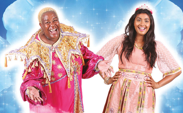 Sandra Martin and Nisha Anil in Aladdin panto