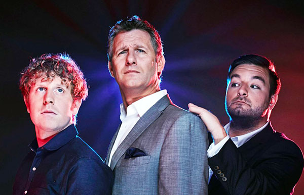 Josh Widdicombe, Adam Hills and Alex Brooker in The Last Leg