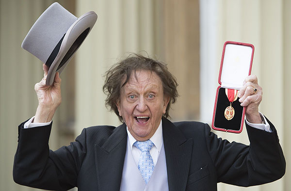 Sir Ken Dodd after receiving his knighthood at Buckingham Palace in March 2017.