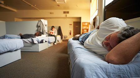 Men in a hostel for the homeless