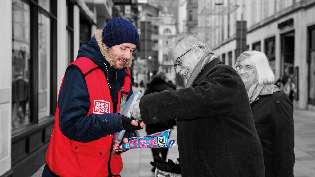 Big Issue vendor Derek Clarke