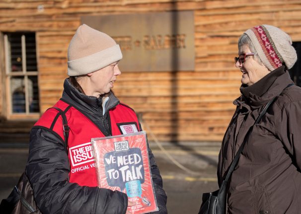 Big Issue vendor Julie Cherry in Bournemouth