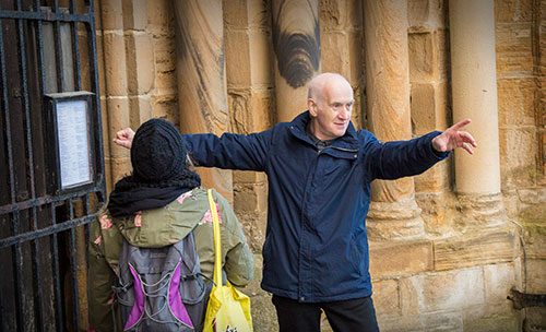 Terry Deary and Vicky Carroll in Durham