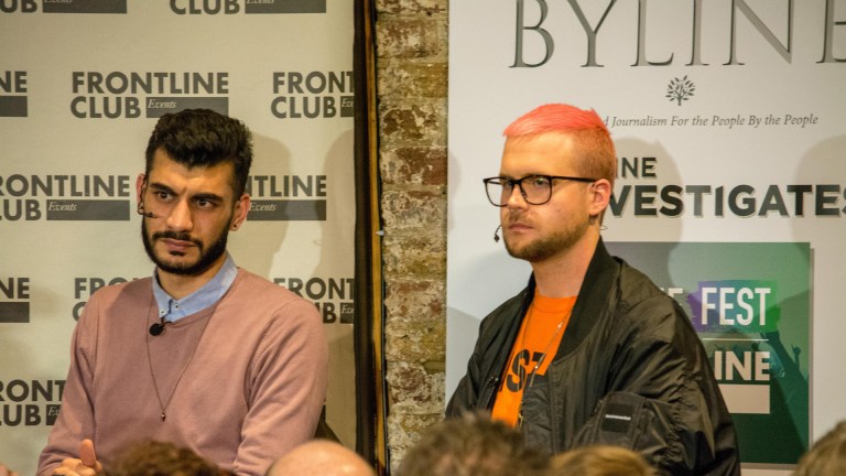 Chris Wylie and Shahmir Sanni at Byline press conference