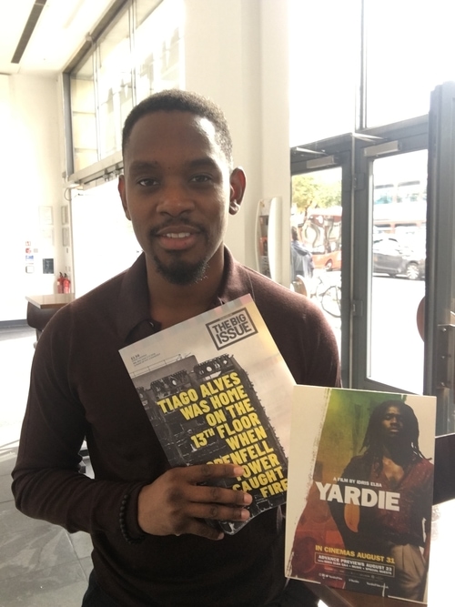 Aml Ameen poses with The Big Issue at Hackney Picturehouse