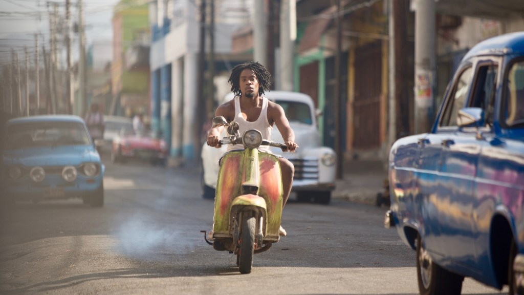 Aml Ameen as D, filming Yardie in Jamaica