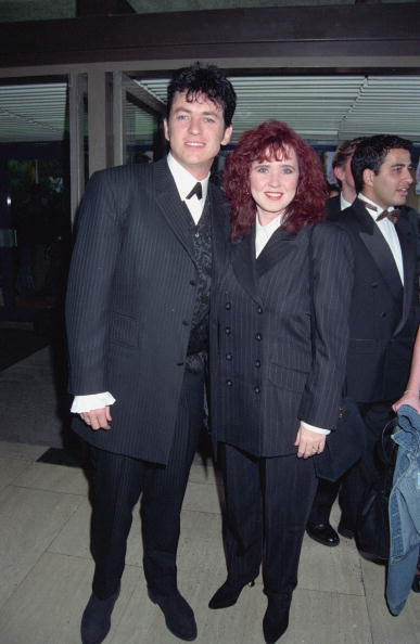 With then-husband Shane Richie at an awards show in London in 1995