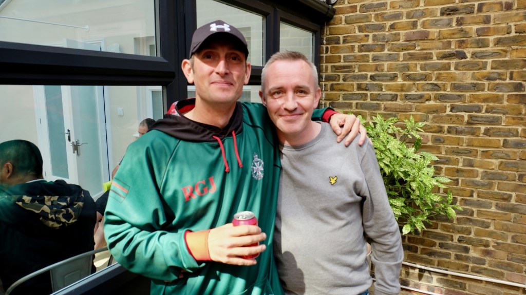 Craig McWha (right) with fellow former resident of New Belvedere House, Simon Eastmead