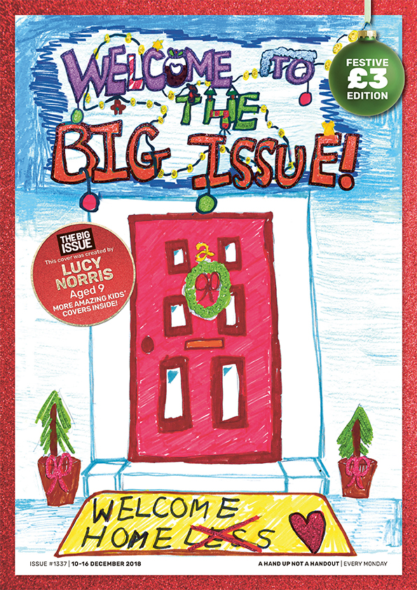 WELCOME: The Big Issue Christmas cover designed by competition winner Lucy Norris