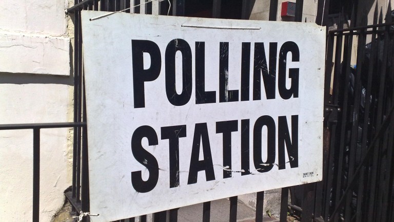 Polling station sign