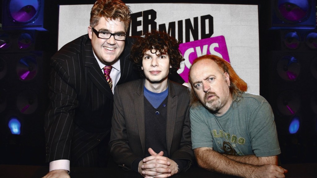 Simon Amstell with Phill Jupitus and Bill Bailey