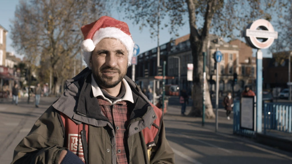 Tiberiu on his pitch at Seven Sisters tube station, London