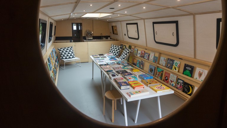 Telling Tales bookshop on a boat