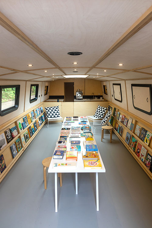 Telling Tales bookshop on a boat