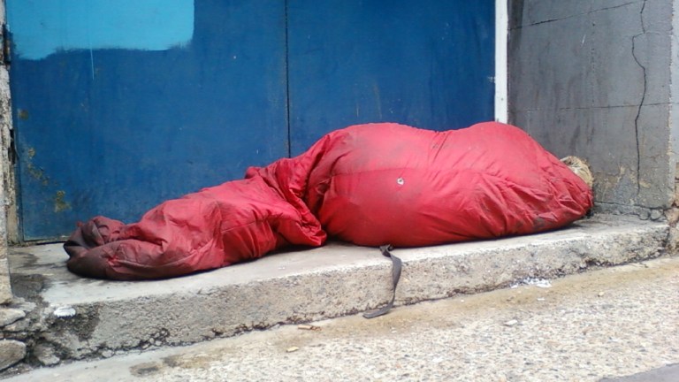 A rough sleeper in London