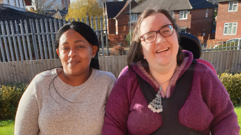 Rachel Flint with her carer Zipporah