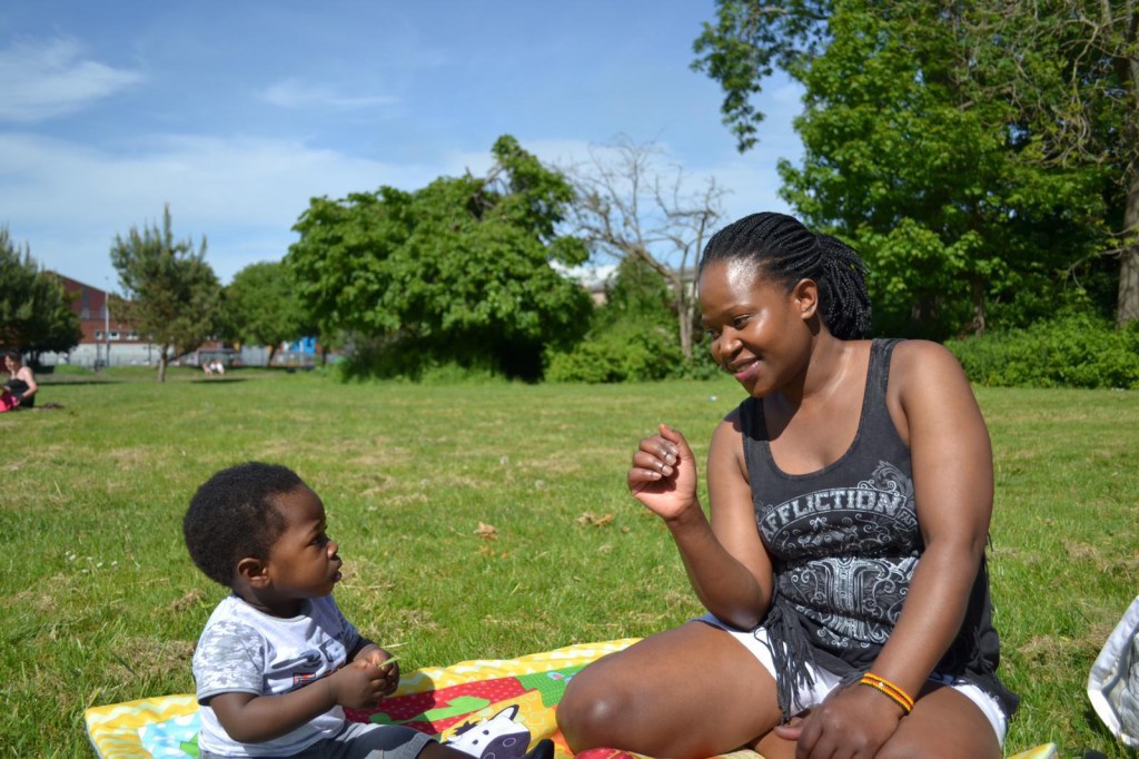 Mercy Baguma with her son Adriel