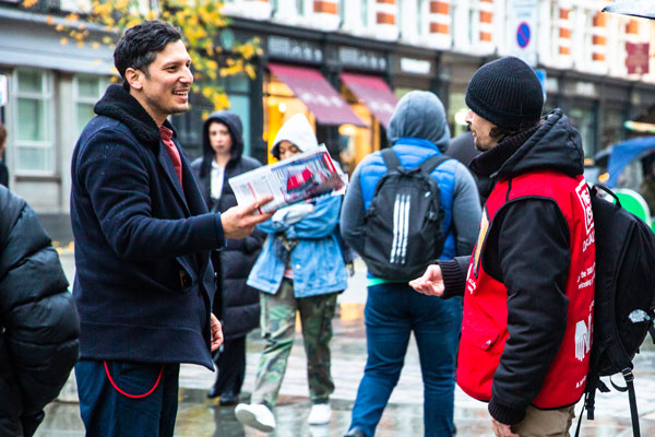 Martin on set of the Big Issue Christmas film