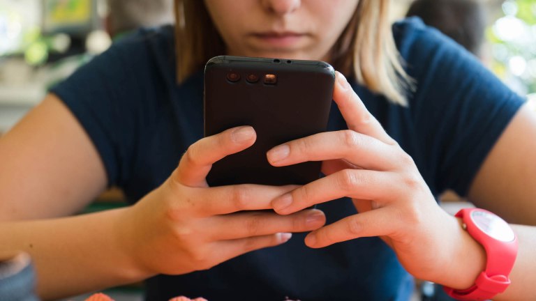 a child on a smartphone