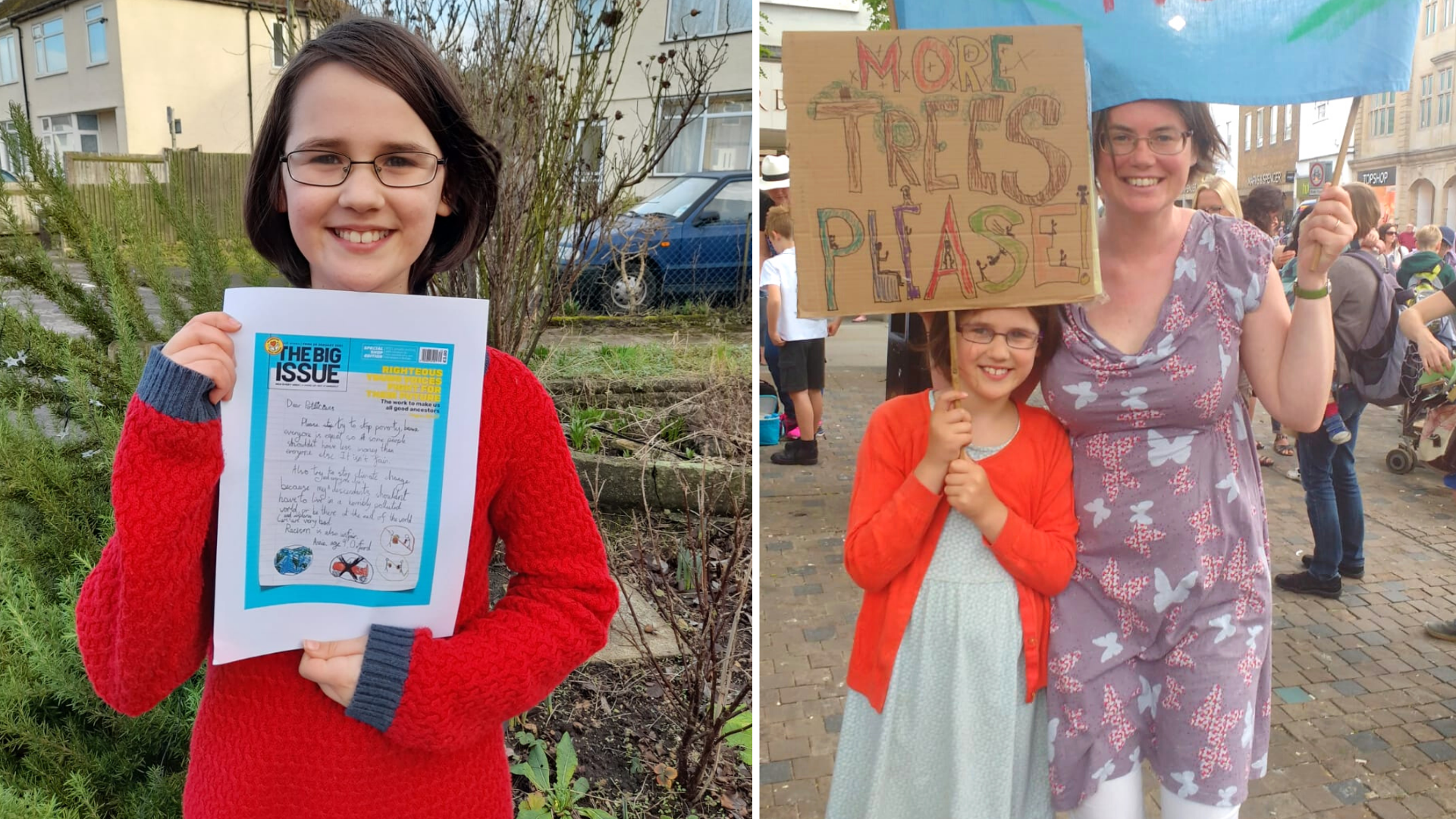 Big Issue cover star Annie and her mum April on a climate rally