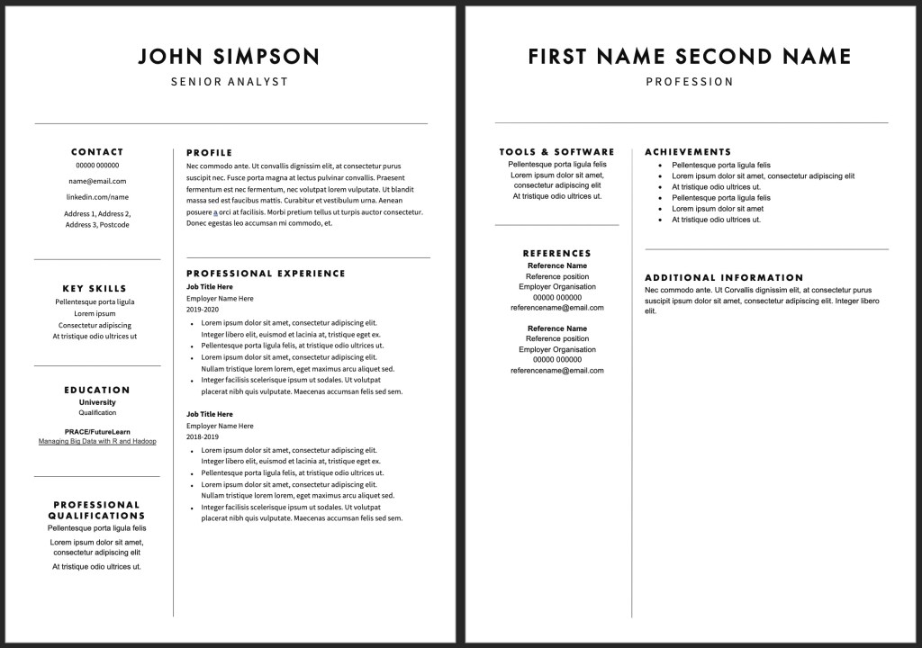 data analyst cv template