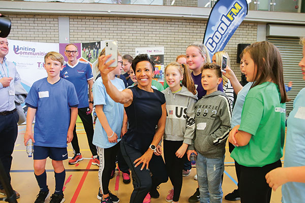 Holmes in Belfast in 2018 to launch a scheme aimed at creating future community leaders. Image credit: Dame Kelly Holmes