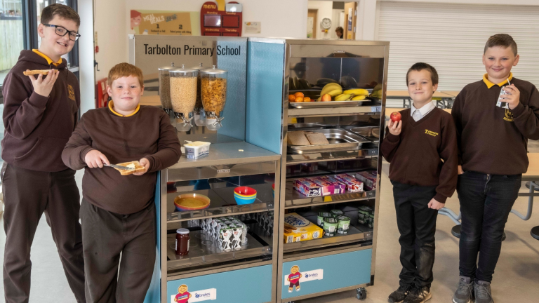 Kids at Tarbolton Primary School, which has been trialling the breakfast cart scheme.