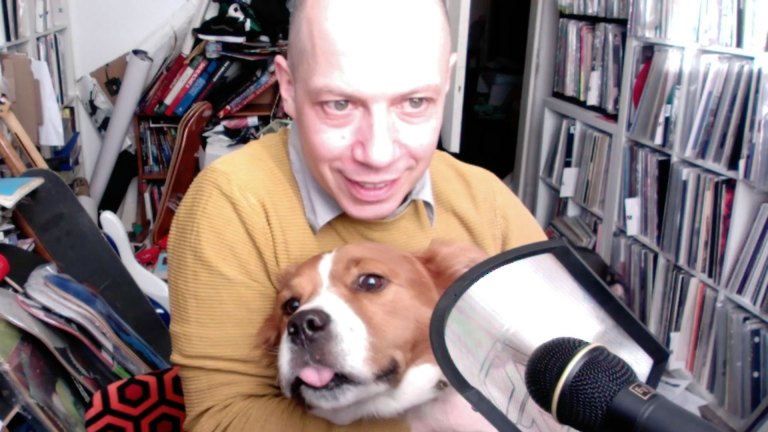 Mogwai's Stuart Braithwaite with his dog Prince