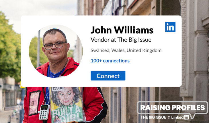 Thanks to a partnership with professional network LinkedIn, Big Issue vendors are learning new skills and reconnecting with customers. Image credit: Louise Hayward-Schiefer / The Big Issue