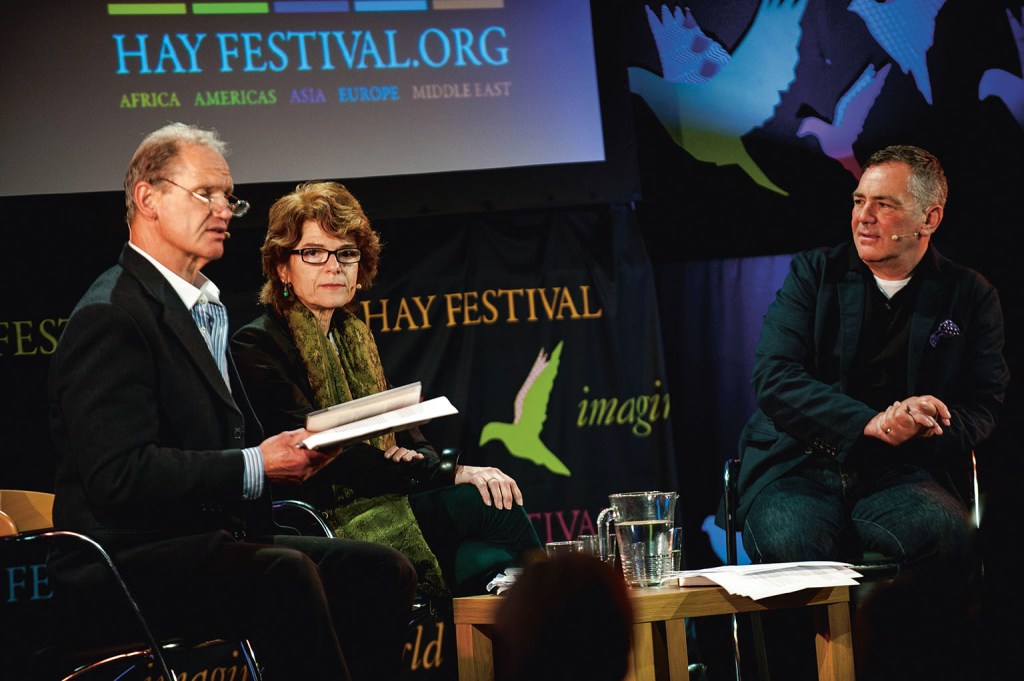 Erwin James At the Hay Festival with economist Vicky Pryce