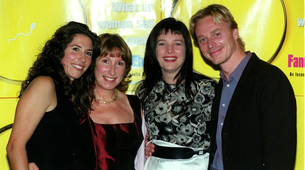 Kay Mellor with 1999: With the stars of Fanny and Elvis (l-r) Gaynor Faye (her daughter), Kerry Fox and Ben Daniels.