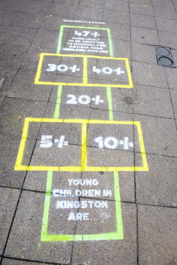 The stencils are designed to raise awareness of air pollution
