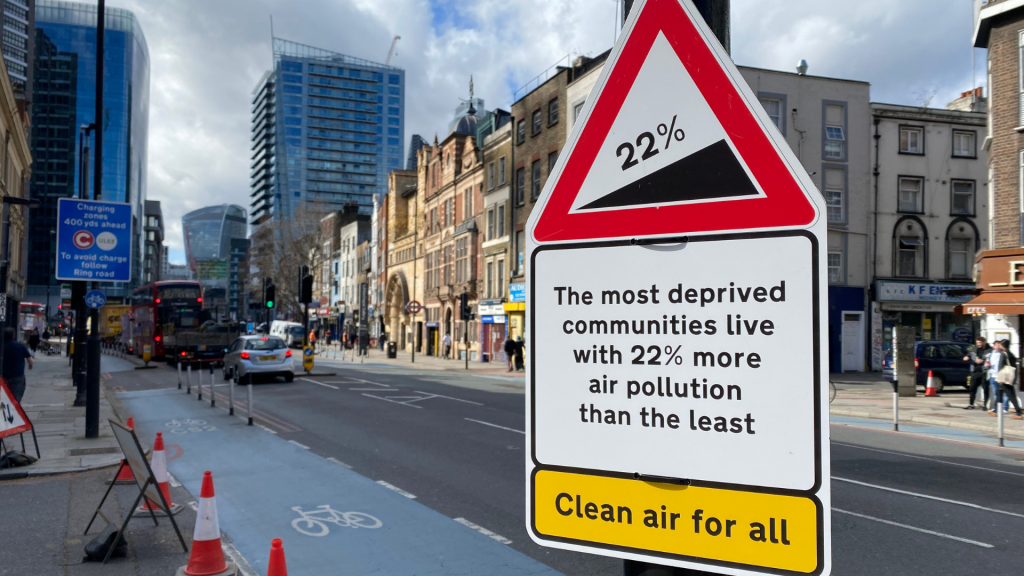 One of the signs in London raising awareness of air pollution.
