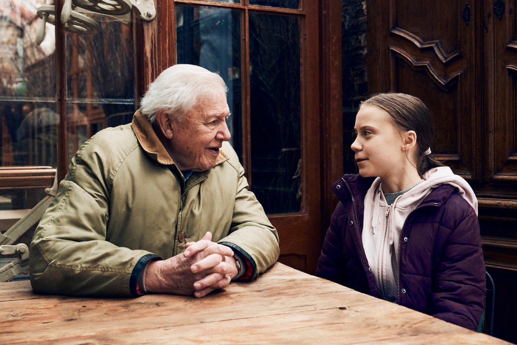 Sir David Attenborough, Greta Thunberg. Image credit: BBC Studios