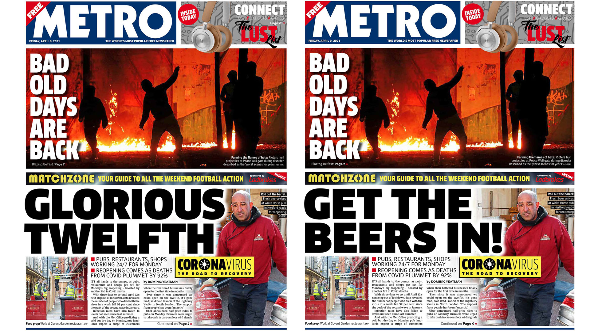 Metro newspaper covered after insensitive headline on Northern Ireland