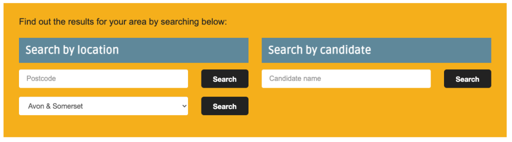 The ChooseMyPCC website for the police and crime commissioner elections