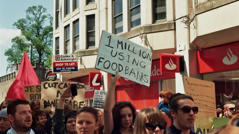 People marching against austerity and inequality