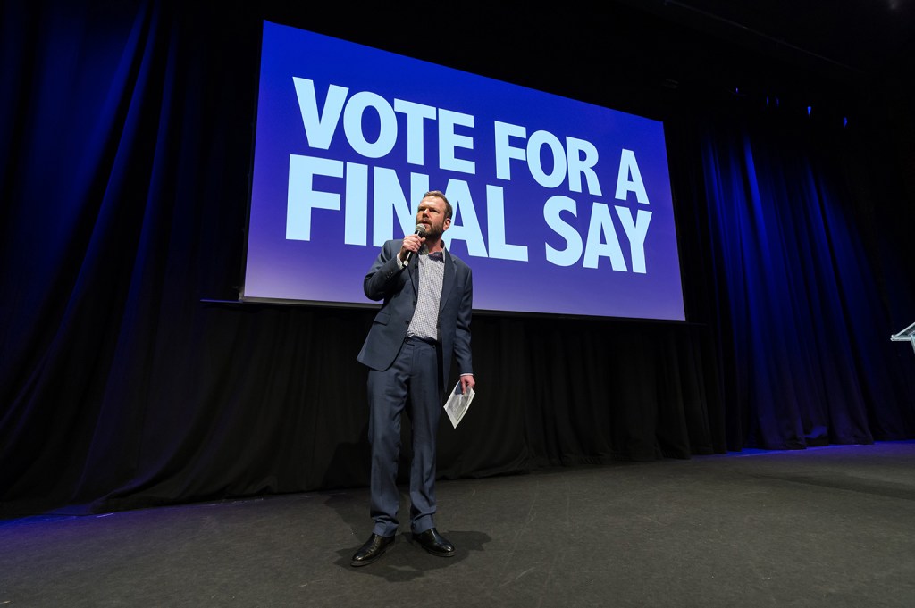 2019: Speaking at the Stop The Brexit Landslide rally in London ahead of the general election Photo by Wiktor Szymanowicz/Shutterstock I went to therapy thinking, this won’t work for me. I’m tough. I’m this bruiser off the radio. But in the first session I just felt all this armour beginning to flake away. She just said, you will talk to your younger self about how he feels, and you will tell him that he’s safe. I thought she was nuts. The idea of me having a conversation with a cushion, about being brutalised as a boy, that was so far away from who I thought I was. But I talked to this 10-year-old boy about being beaten by a 6ft 3in man and suddenly I said, well of course it did me harm.