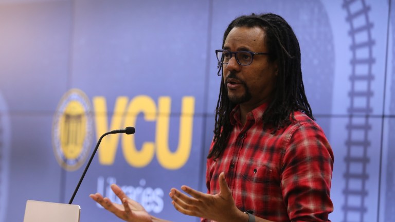 Colson Whitehead gives the 2017 Black History Month lecture for the Virginia Commonwealth University Libraries