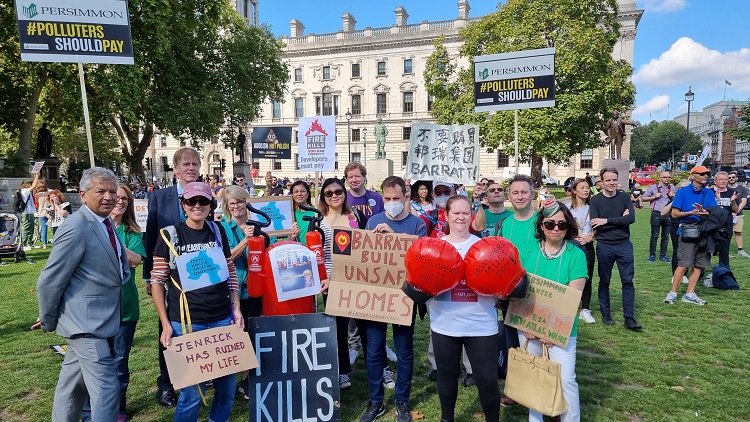 Cladding protest in Westminster