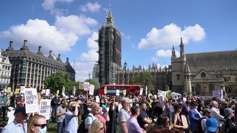 cladding protest Westminster