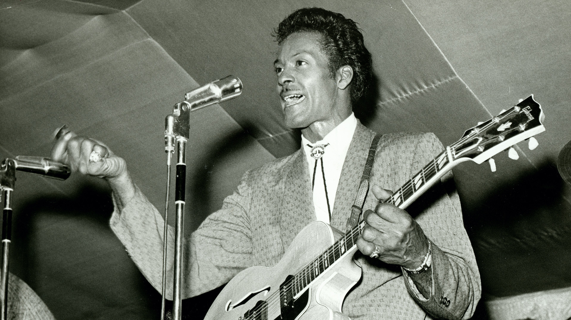 Chuck Berry performing during "Chuck Berry's Bandstand."