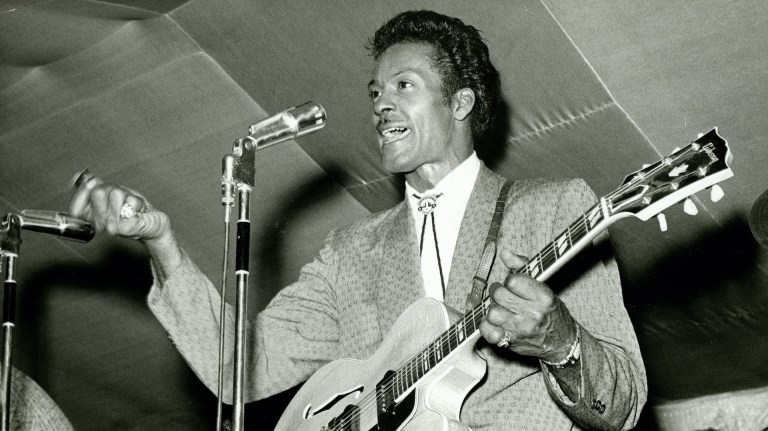 Chuck Berry performing during 