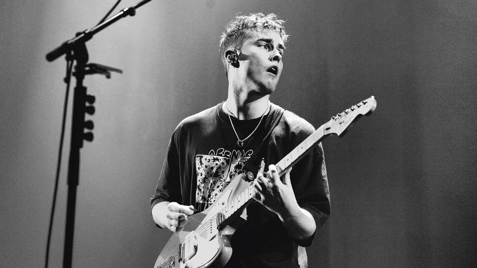 Sam Fender on stage at Alexandra Palace, London in November