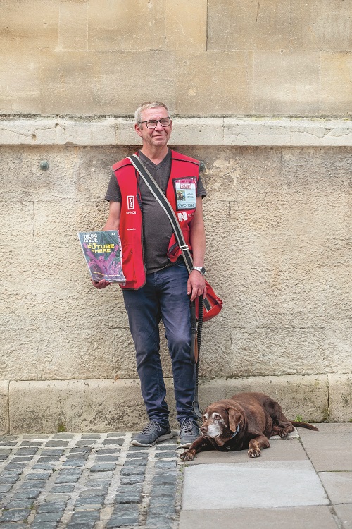 Big Issue vendor Ian Duff and Boycie