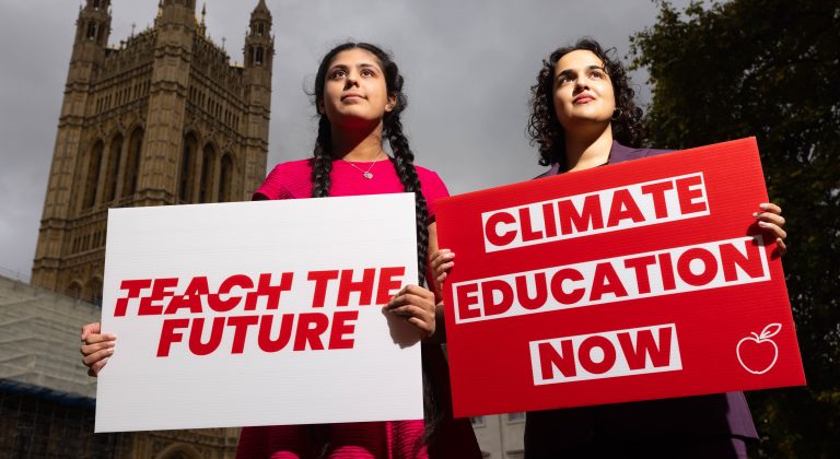 Student Scarlett Westbrook (L) and Britain's youngest MP, Nadia Whittome (R)